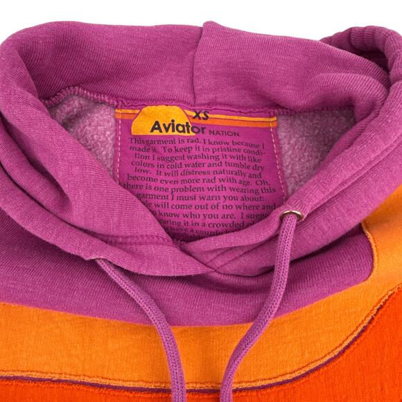 AVIATOR NATION Wave Pullover Hoodie in Magenta XS - Picture 5 of 12